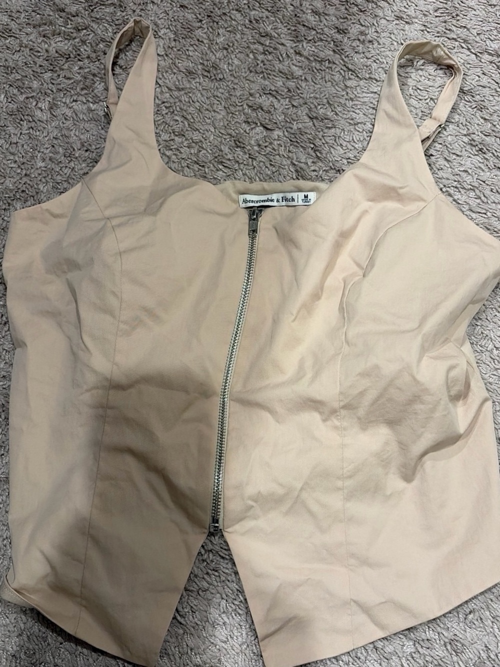 Abercrombie zip up beige vest tank